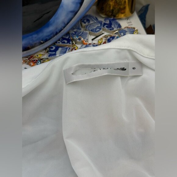 🆕 CHRISTOPHER ESBER 🧿 NWOT Venus Plunge Shirt Maxi Dress, White - Sz AU6 US 2 - Picture 13 of 16